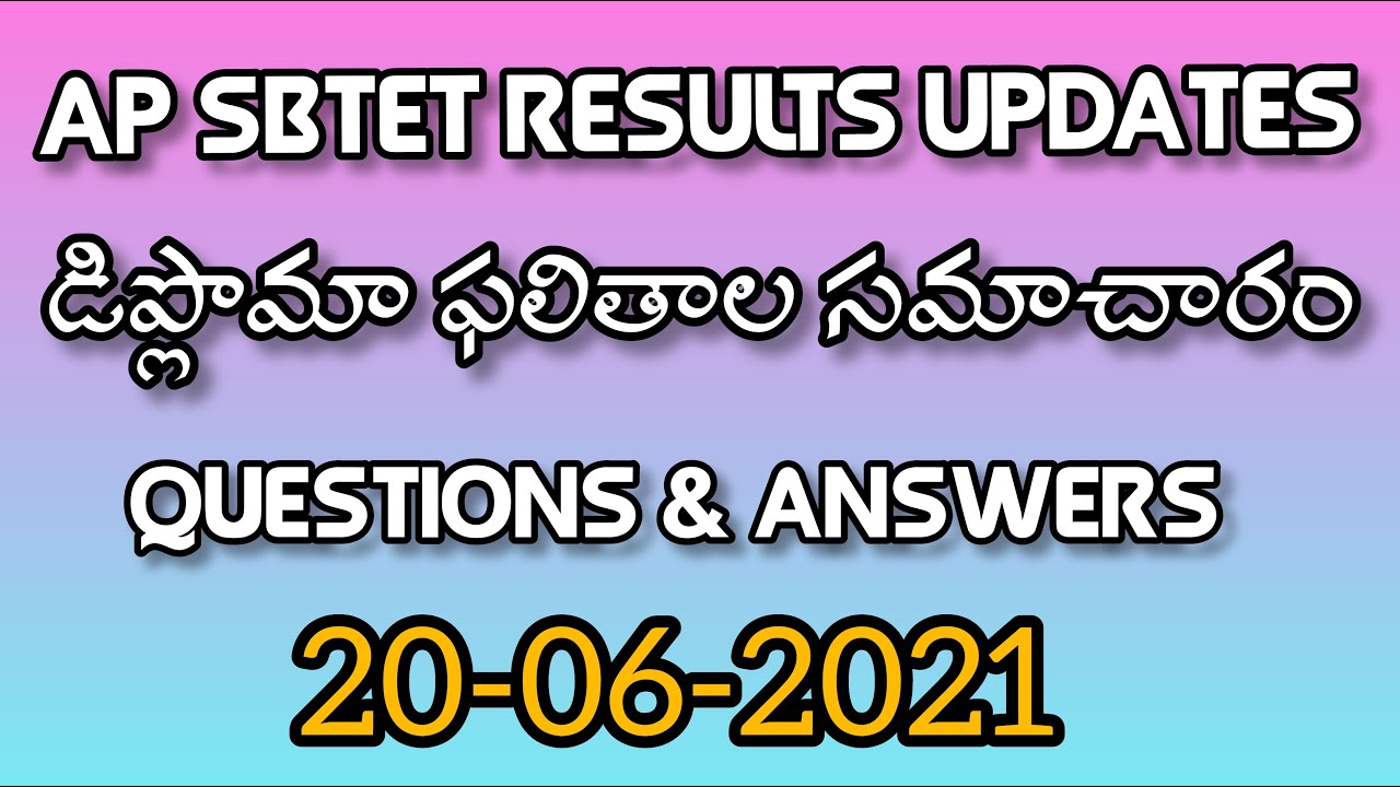 Ap Diploma Results 2021||apsbtet updates||apsbtetLatest News||Q&A Session  by BandiTechTv