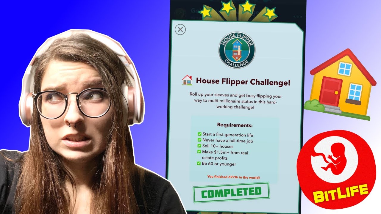 BITLIFE HOUSE FLIPPER CHALLENGE!