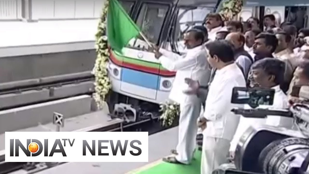 CM KCR flags off second corridor of Hyderabad Metro Rail