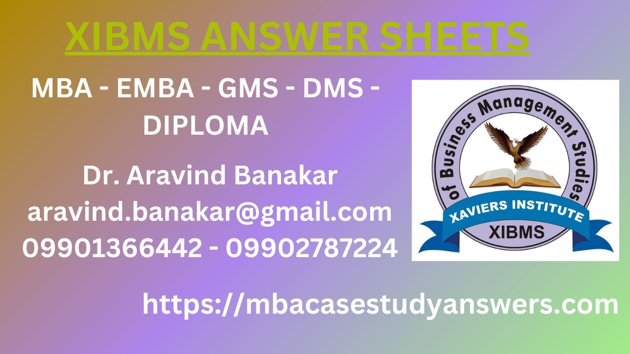 XAVIER I Management Control Systems 2 I ANSWER SHEETS