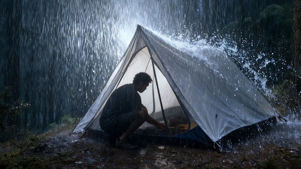 Caught in a Storm! Intense Riverside Solo Camping Experience