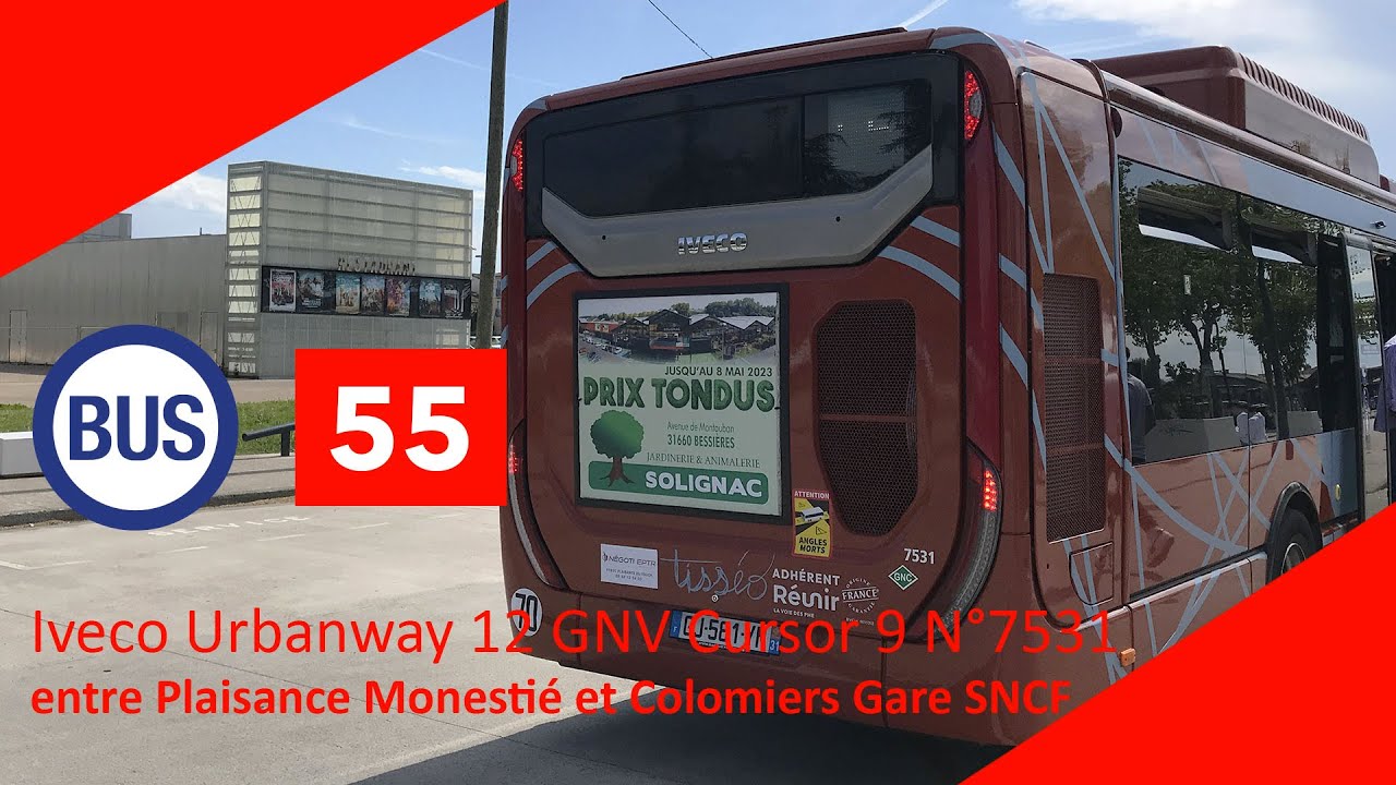 Tisséo - Ligne 55 Iveco Urbanway 12 GNV N°7531 entre Plaisance M. et Colomiers Gare (Ft. RAMESXXL)