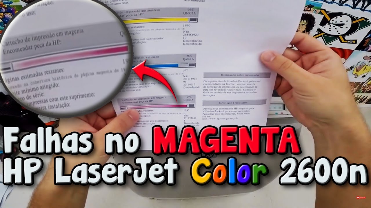 FALHAS EM IMPRESSÕES COLORIDAS l NOT PRINTING MAGENTA ON LEFT SIDE - HP LaserJet COLOR 2600n