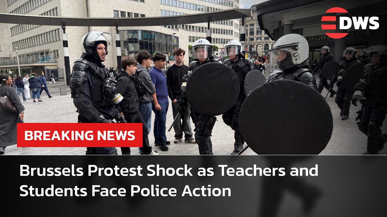 Tear Gas Fired as Teachers and Students Protest in Brussels Streets Over Work Reform Policies | AM14