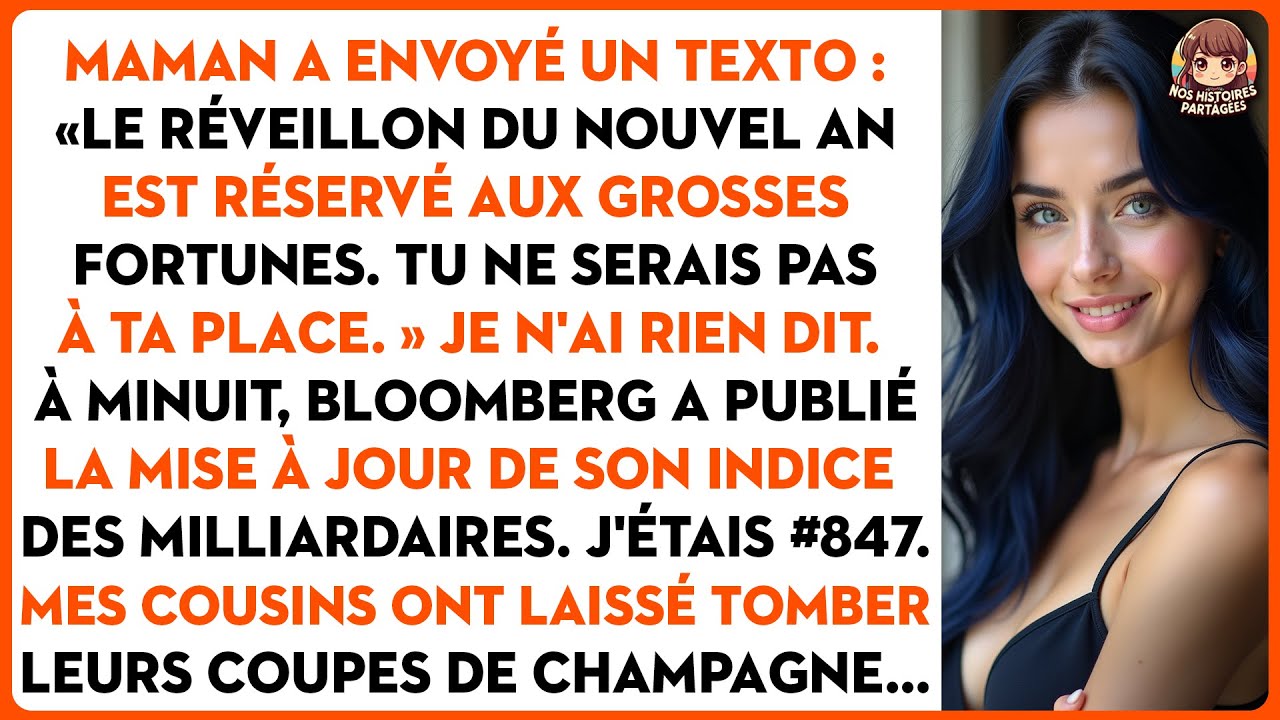 Maman a envoyé un texto : « le réveillon du nouvel an est réservé aux grosses fortunes...