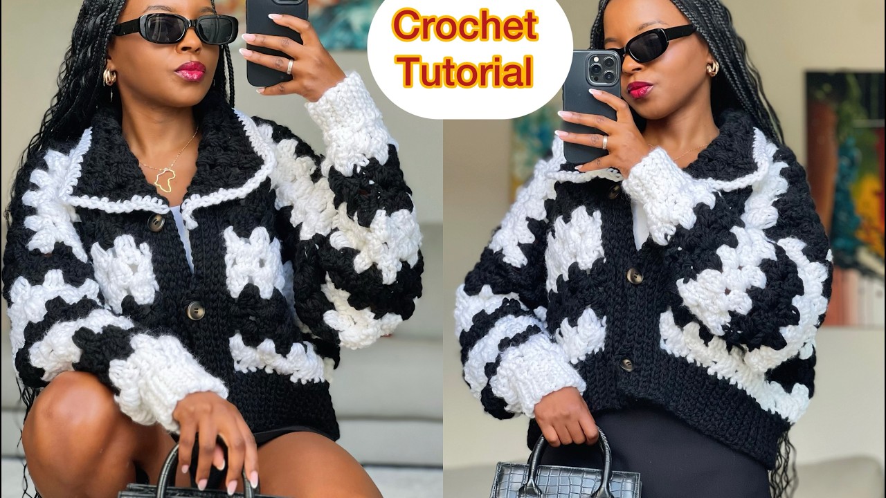 1 DAY PROJECT! Crochet Cardigan Tutorial - Chunky Granny Jacket