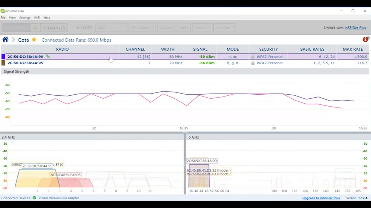 Using inSSIDer for Site Survey