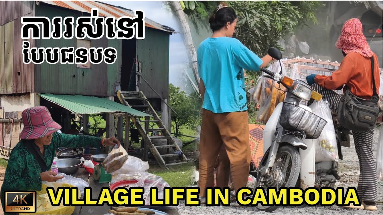 Exploring Village Life in Cambodia Countryside - Fishing - Farmer - Street vendor ការរស់នៅបែបជនបទ