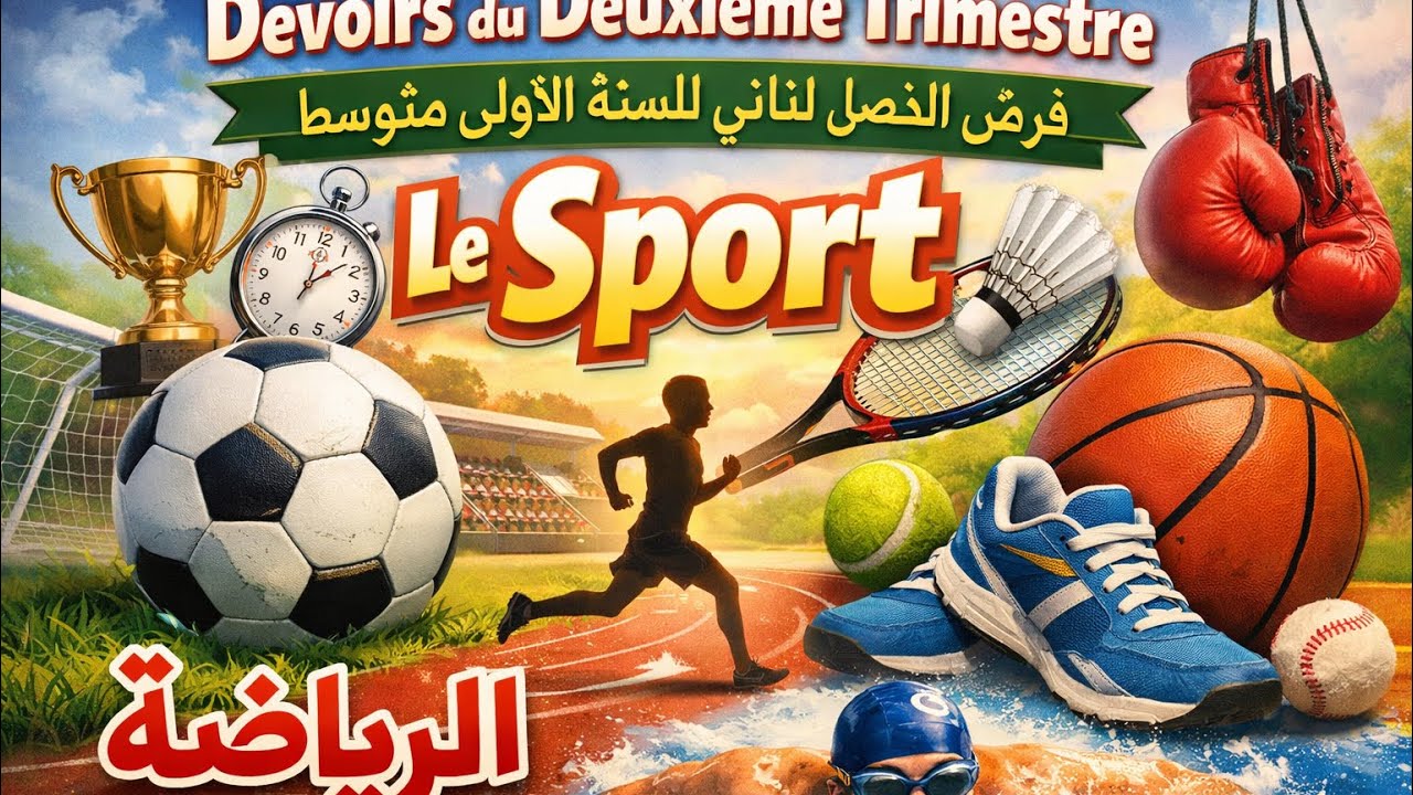 فرض الفصل الثاني للسنة الأولى متوسط حول الرياضة le sport  