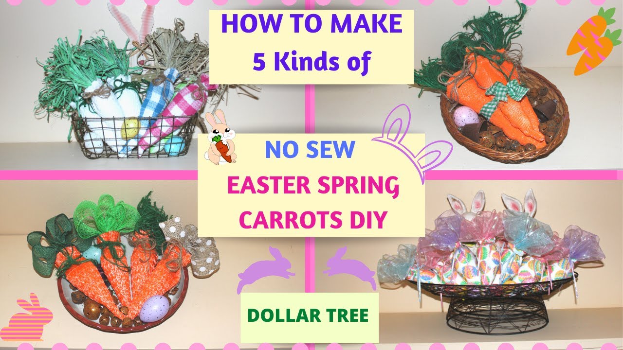 5 No Sew Easter Farmhouse Carrots DIY Dollar Tree | Spring Fabric Decor Carrots | Dollar Tree DIY