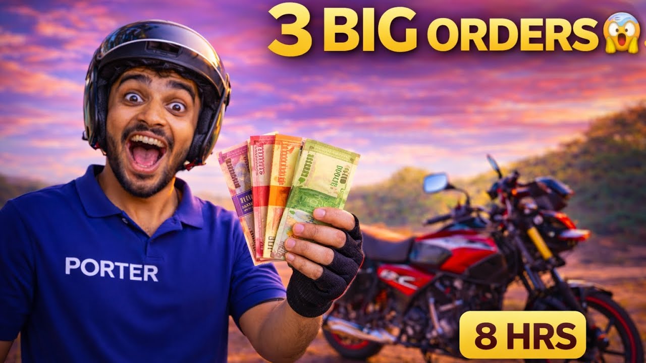 3 BIG ORDERS 😱 | 8 Hours Porter Earning 💰 Real Ride Experience