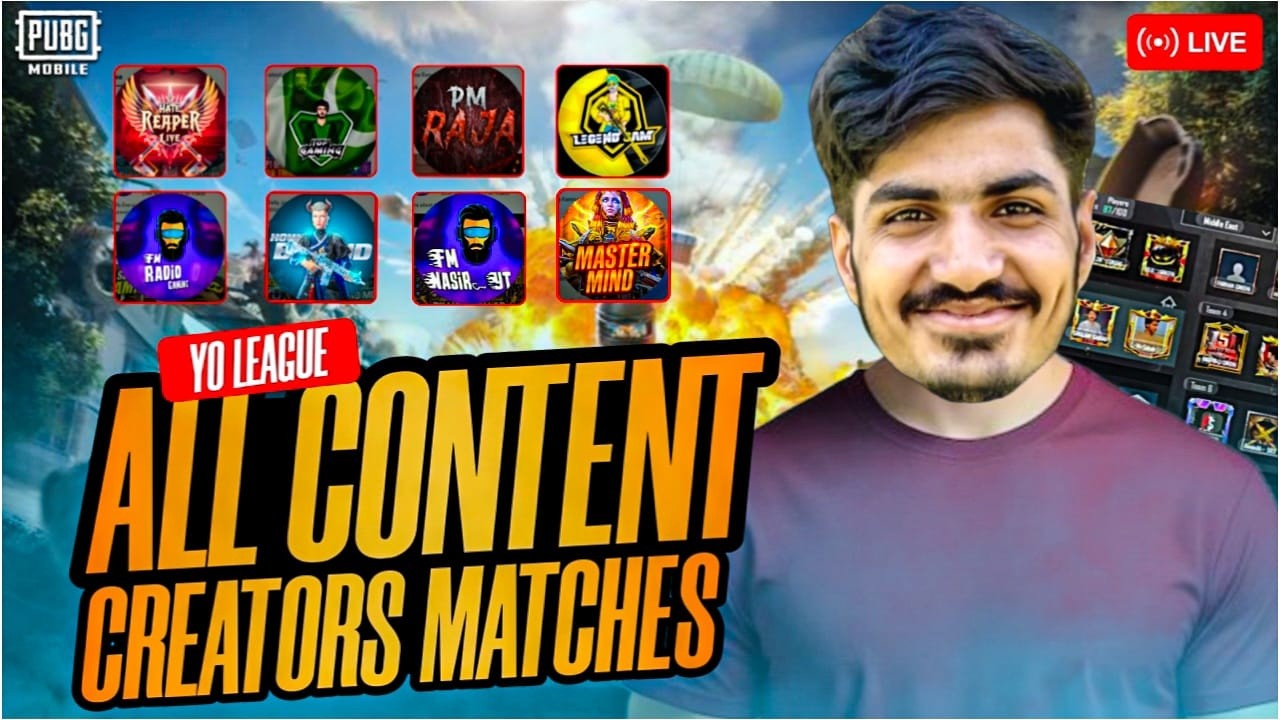 YO LEAGUE ALL CONTENT CREATORS MATCHES & CHELLENGES IN OLD UPDATE |  YO BRAND LIVE | PUBG STREAM