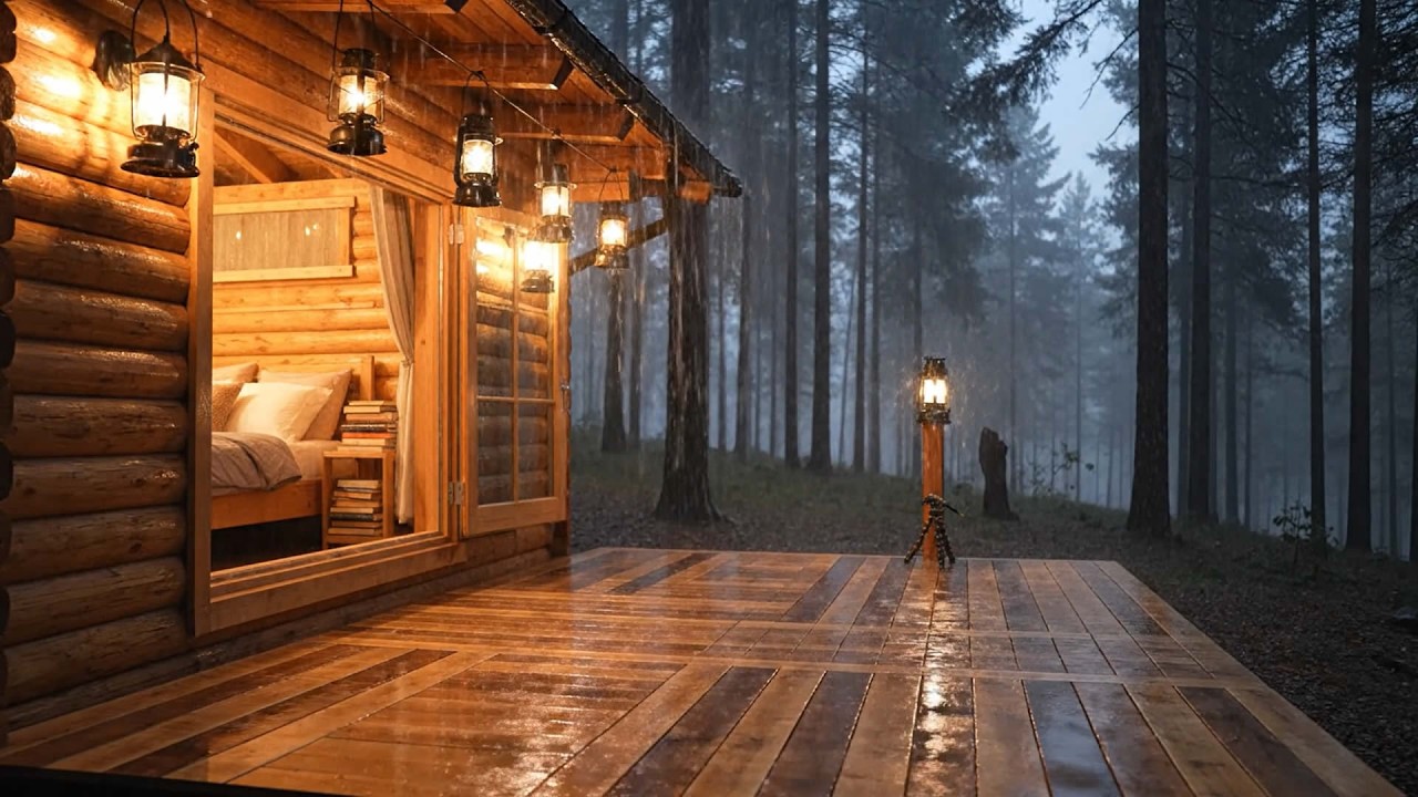 Rainy Night at the Library 🌧️ Heavy Rain & Thunder Sounds for Study, Sleep and Focus