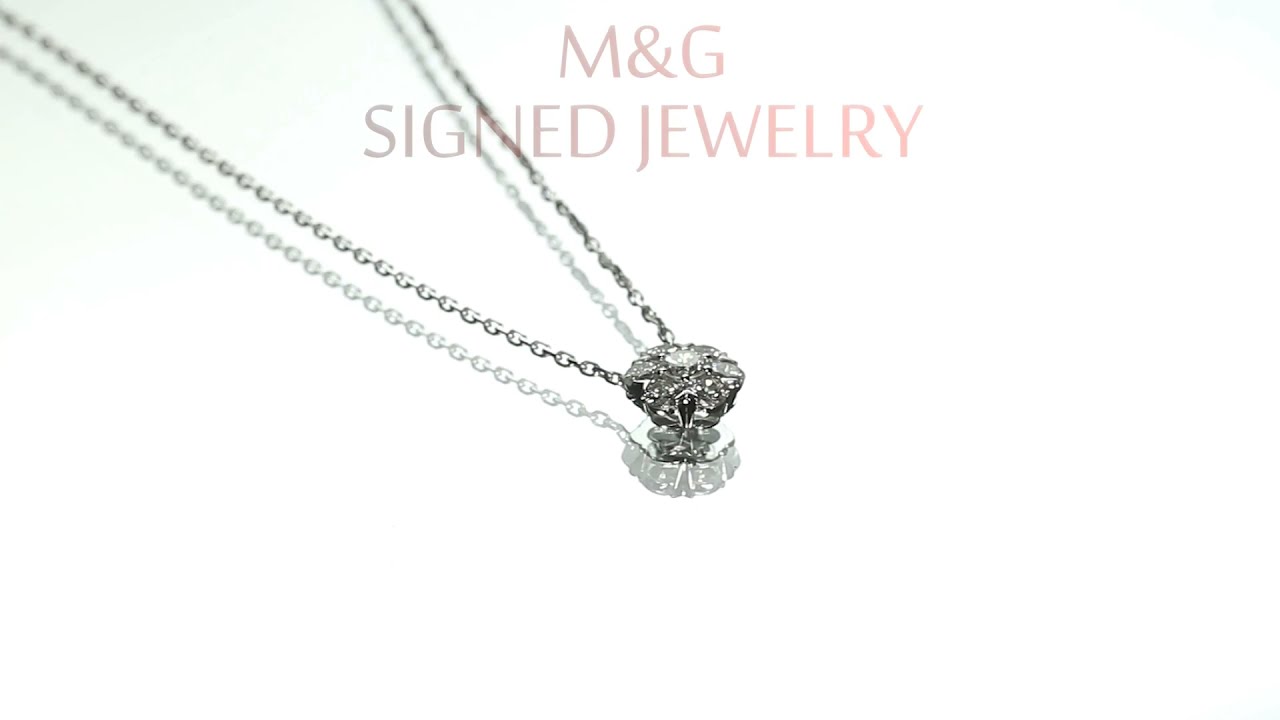 VAN CLEEF & ARPELS Fleurette Diamond 18k White Gold Large Pendant Necklace