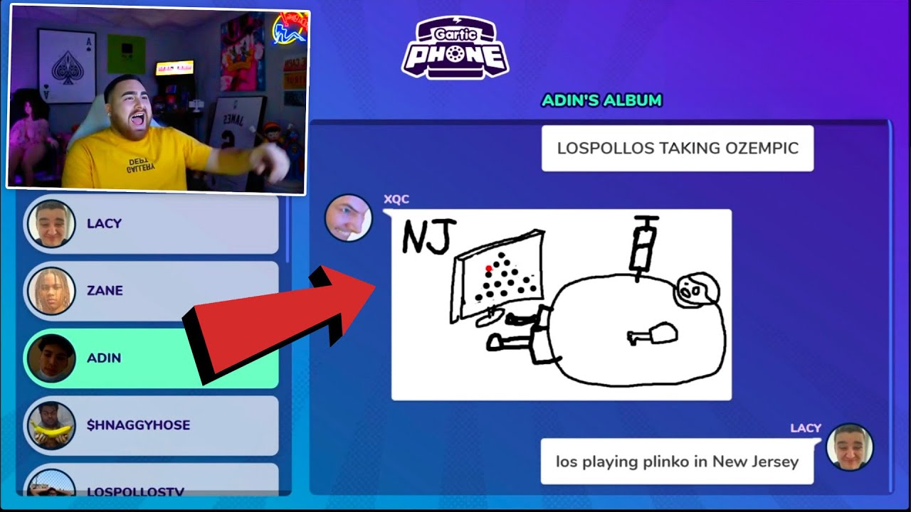 LosPollosTV plays Gartic Phone with Adin, XQC, Lacy, Cuffem, Konvy, and more! 😂
