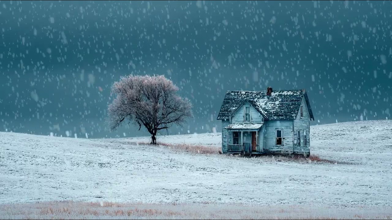 Snow falling in complete silence at night | Minimal winter ambience for deep sleep and relaxation