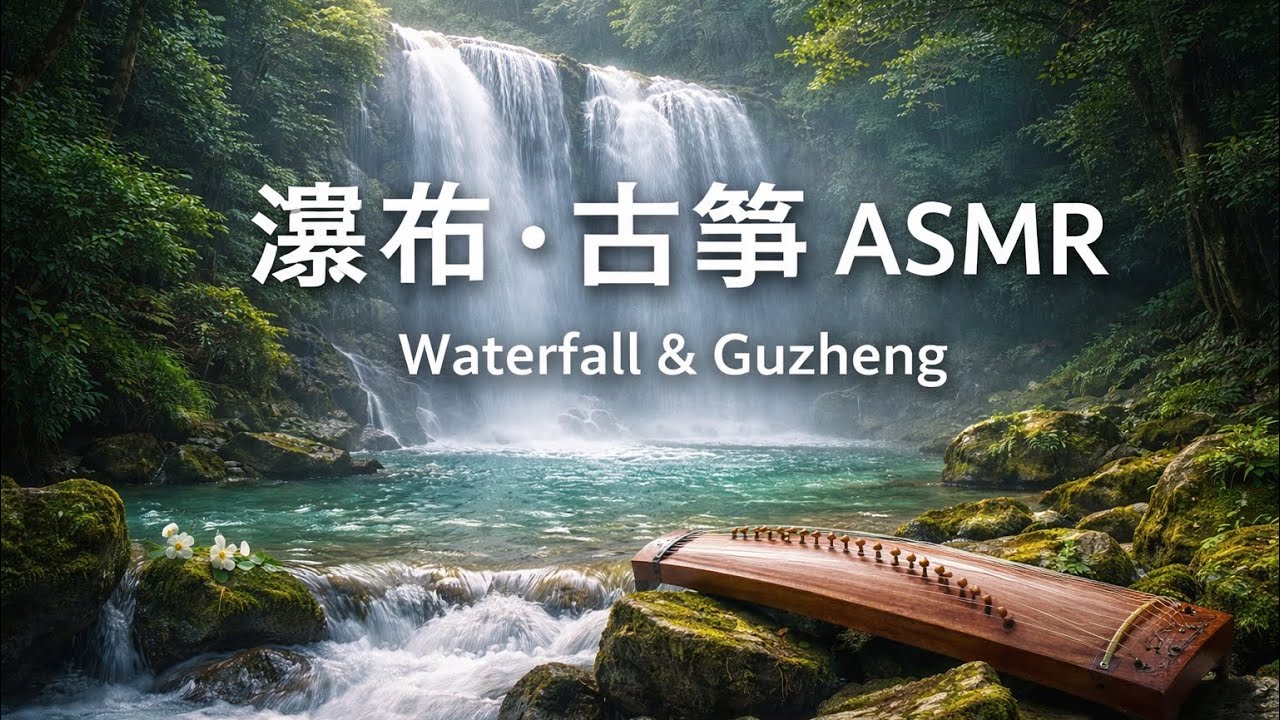 瀑布声 + 古筝 Waterfall Sounds & Guzheng ASMR｜自然水声放松｜助眠 · 冥想| Relaxing Nature Sounds for Sleep