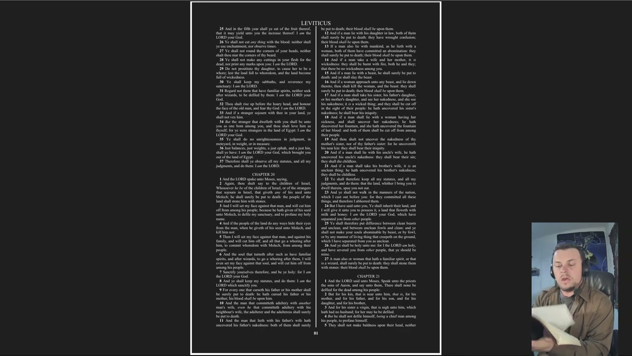 A Chapter A Day To Keep The Devil At Bay, Leviticus Chapter 20 NLT (KJV on screen)