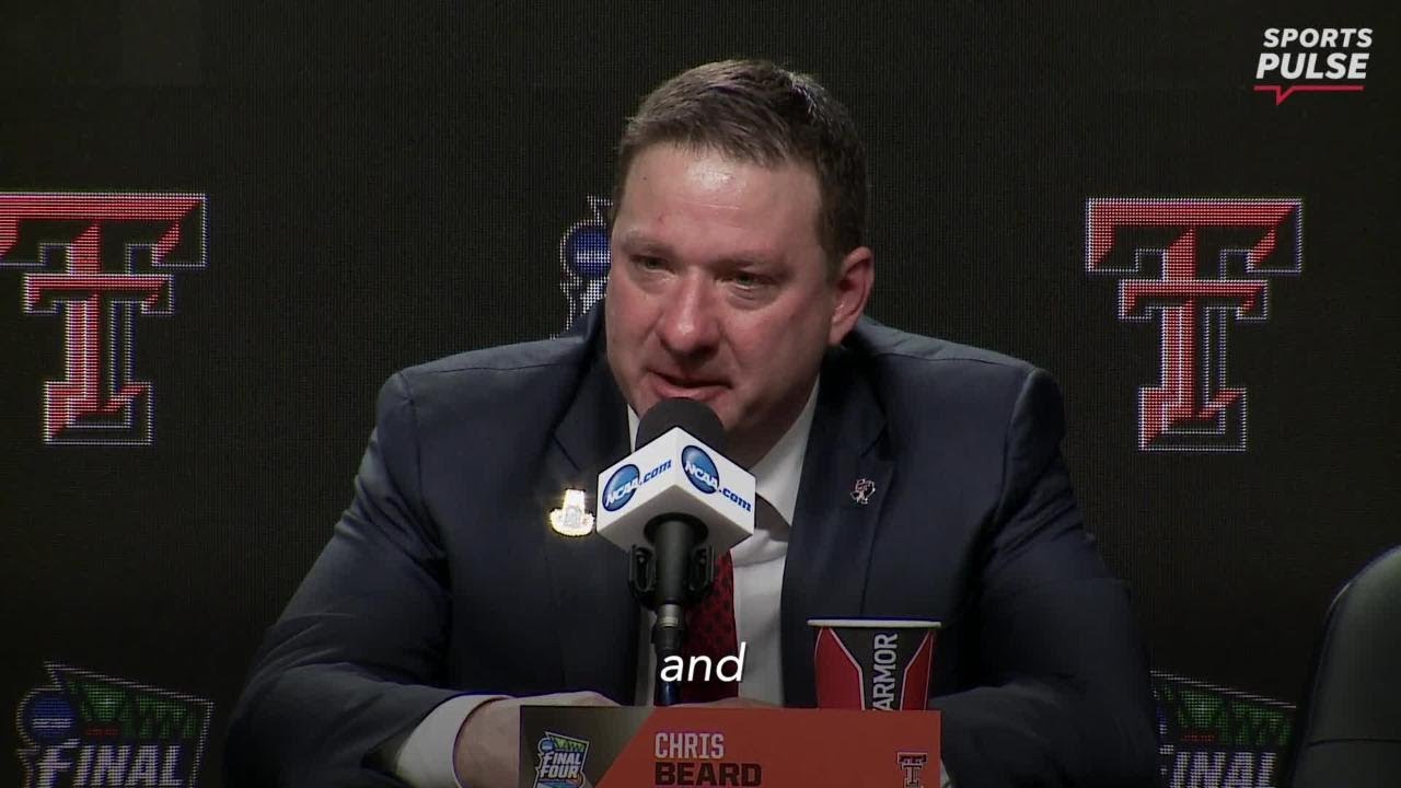 Texas Tech coach Chris Beard holds back tears at podium after national championship loss