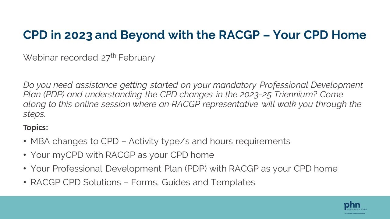 CPD in 2023 and Beyond with the RACGP &ndash; Your CPD Home