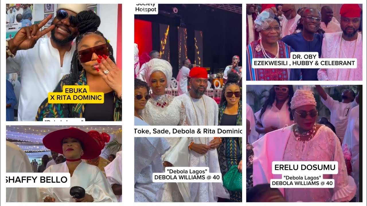 Ebuka Obi-Uchendu , Rita Dominic , Dr . Oby Ezekwesili,Sade Okoya,  at Debola Williams' 40th party.
