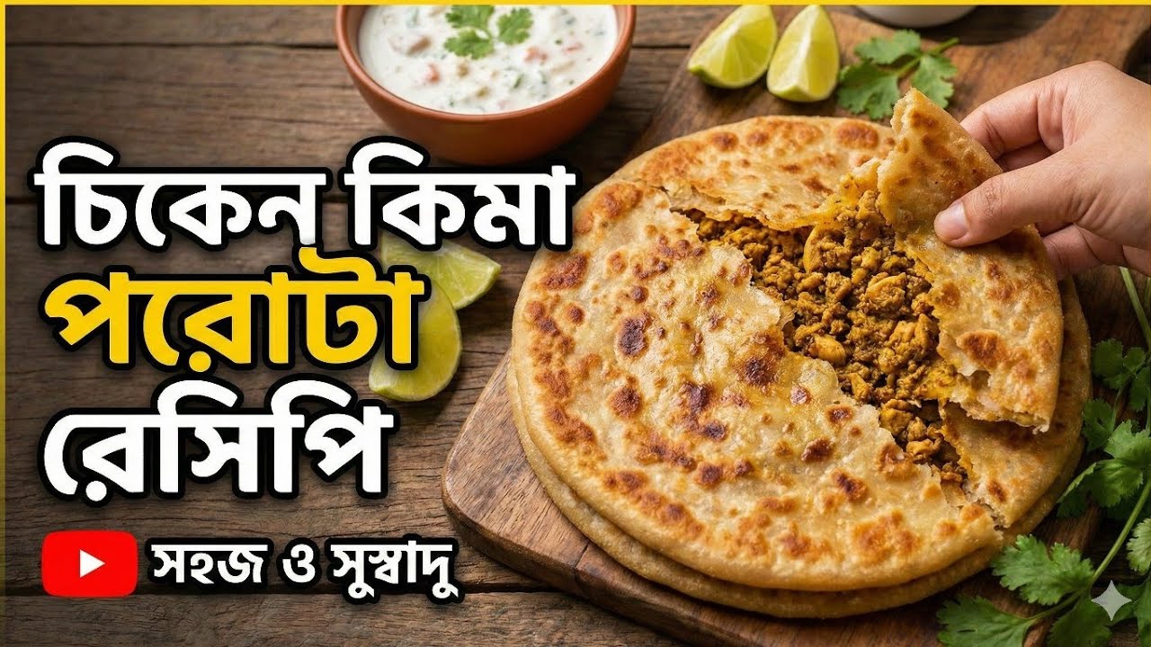 সবচেয়ে সহজ পদ্ধতিতে চিকেন কিমা পরোটা রেসিপি 😋😋😋