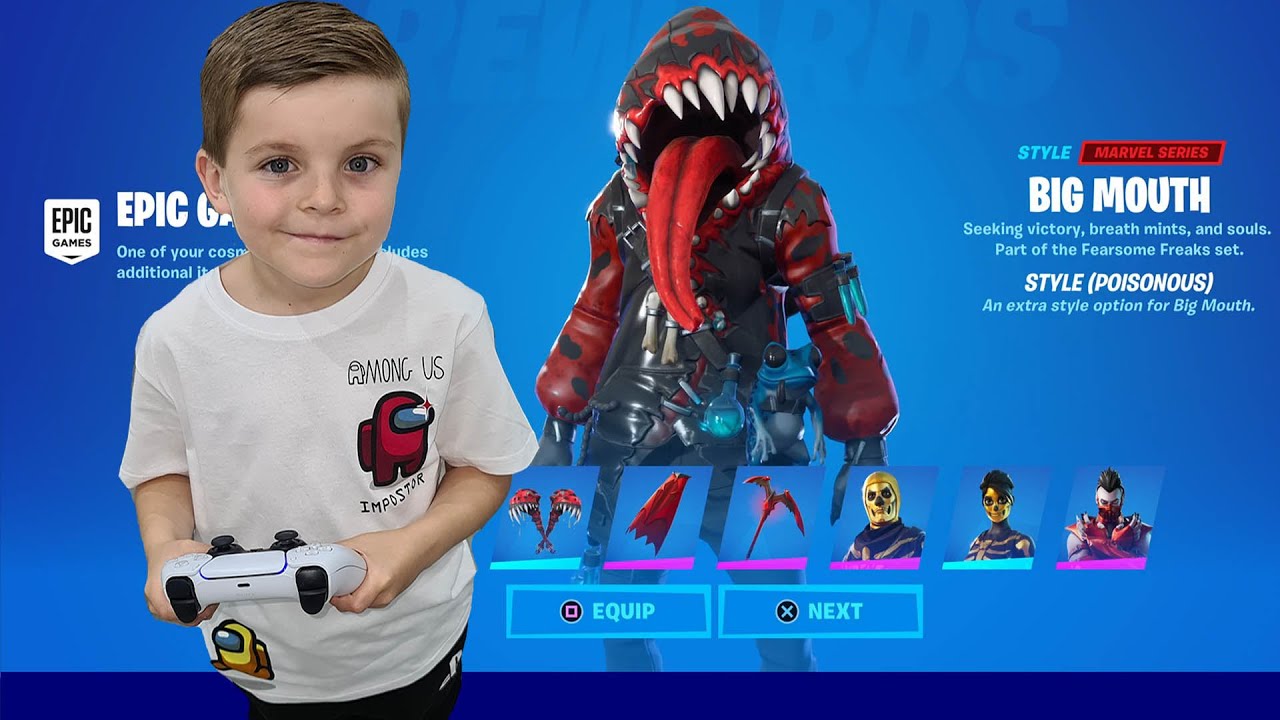 My 8 Year Old Kid Unlocking FREE Fortnite Skin Styles NEW Marvel Free Skin Style And FREE Gold Skins