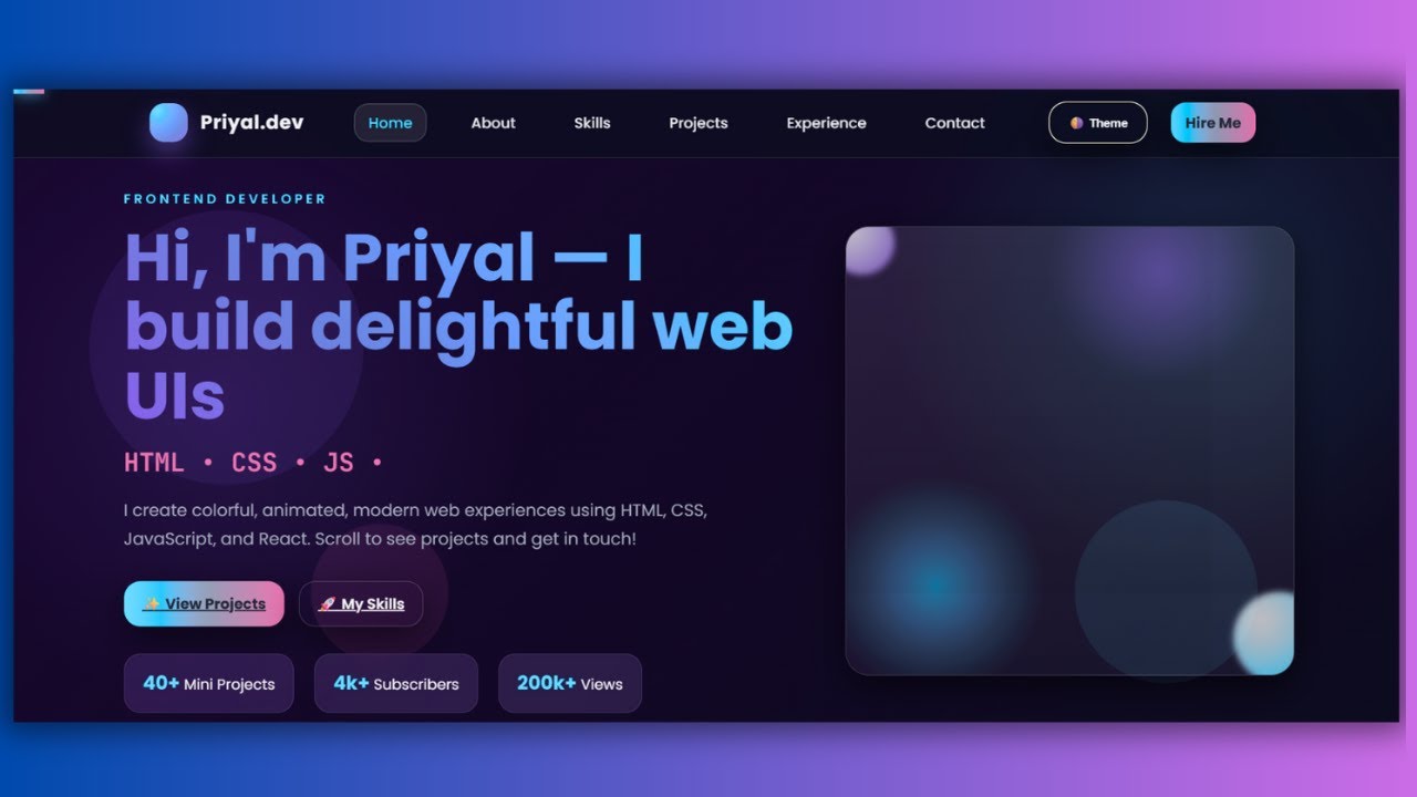 Personal Portfolio Website Using HTML, CSS & JavaScript |Web Development Project |#portfoliowebsite