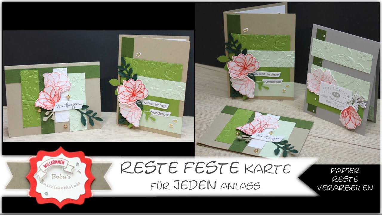 Papier Restekarte - 3 Karten aus Papierstreifen - Restefeste - Kartenideen - Stampin´Up! - Anleitung