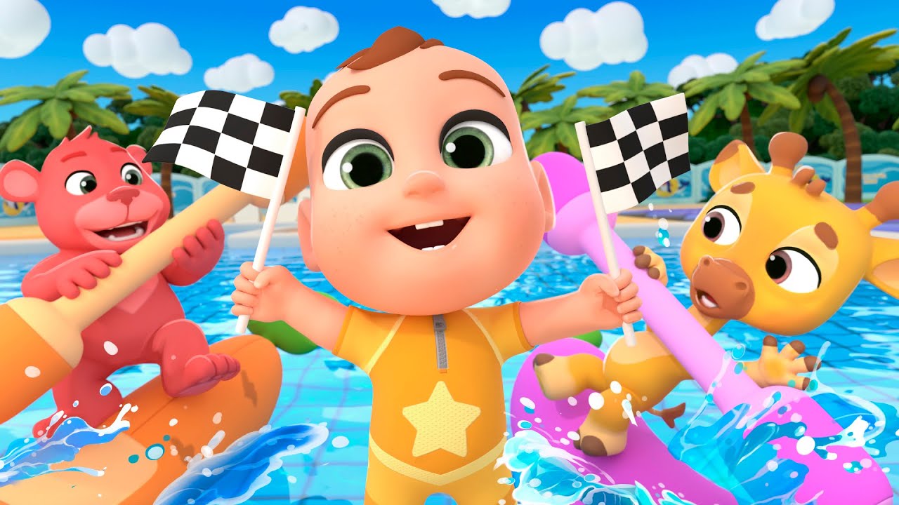 Swimming Pool Challenge! Bubbles Song and MORE Educational Nursery Rhymes & Kids Songs