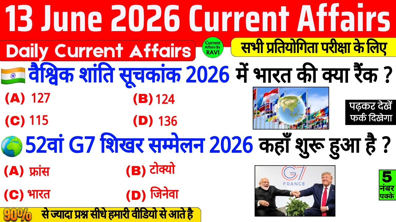 13 June 2026 Current Affairs | Current Affairs Today | Current GK SSC Railway UPSC BPSC GRUP D NTPC