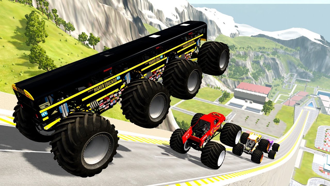 Random BMNG - Epic High Speed Monster Truck Jumps & Crashes #5 - BeamNG.Drive
