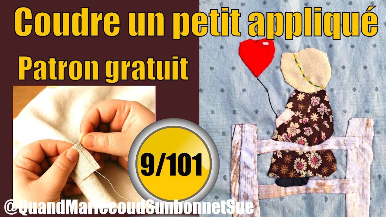 🟠Appliqué Sunbonnet Sue Moderne & Ballon (Tuto Gratuit) Patron gratuit - Free pattern