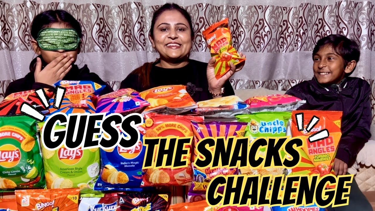 Guess The Snacks Challenge blindfold game video ।Fun video ।Indian snacks । 