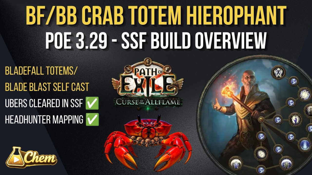 Blade Fall/Blade Blast Hierophant Crab Totems! SSF Build Guide [PoE 3.29]