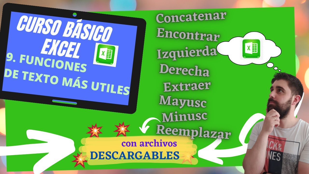 CURSO BASICO EXCEL 🚀CAPITULO 9💪 Funciones de texto: concatenar, extraer,.! con ARCHIVO DESCARGABLE!!