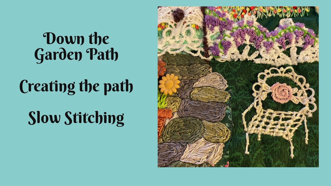 Down the Garden Path creating the path #roxysjournalofstitchery