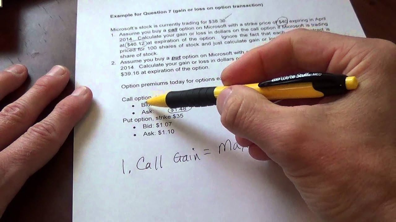 Calculating Gains and Losses on Call and Put Option Transactions