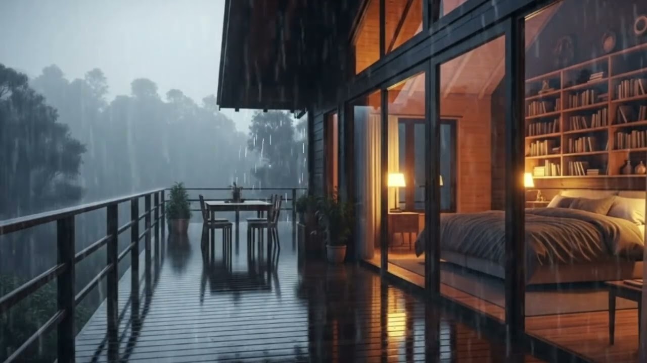 Quiet Night Rain in a Forest Bedroom 🌲 | Relaxing Sleep Ambience