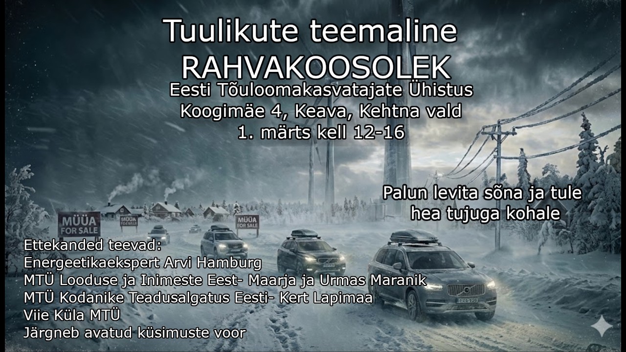 Tuulikute teemaline rahvakoosolek Keavas ETÜ-s 1. märtsil 2026. 5. osa  Viie Küla MTÜ  Reino Roosi