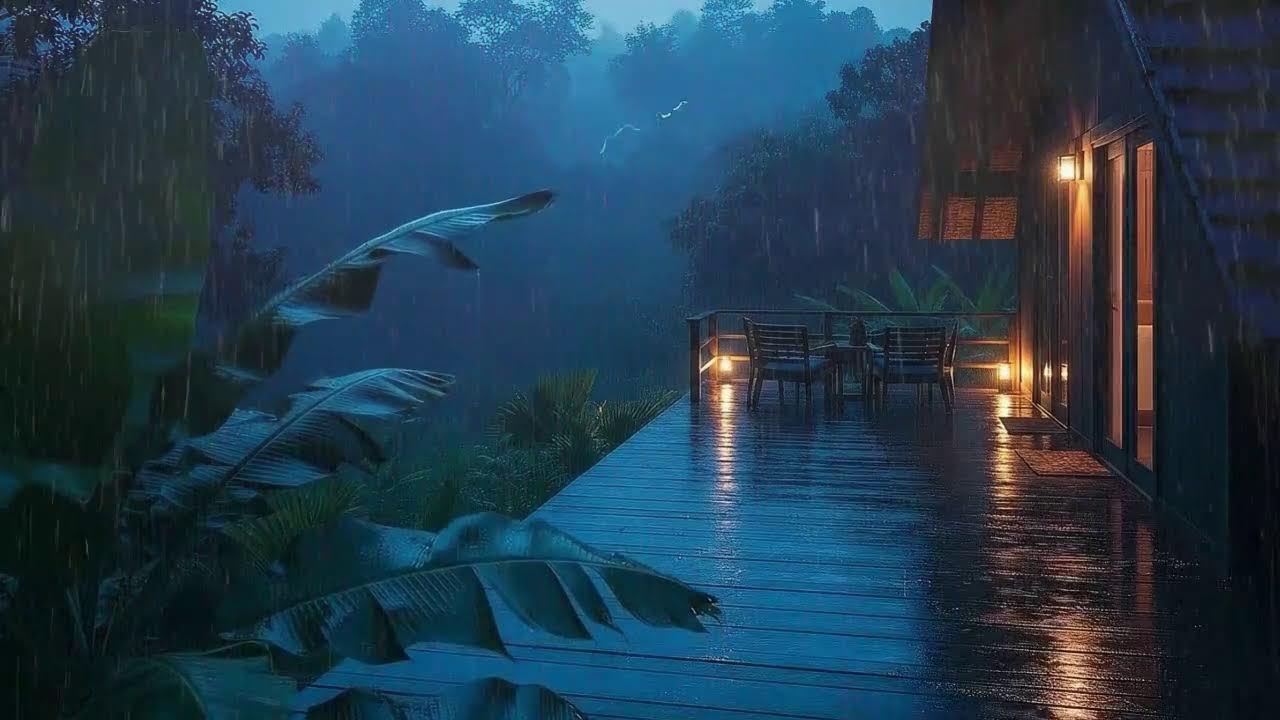 Heavy Tropical Rain On A Cabin Roof For Fast Deep Sleep 🌧️