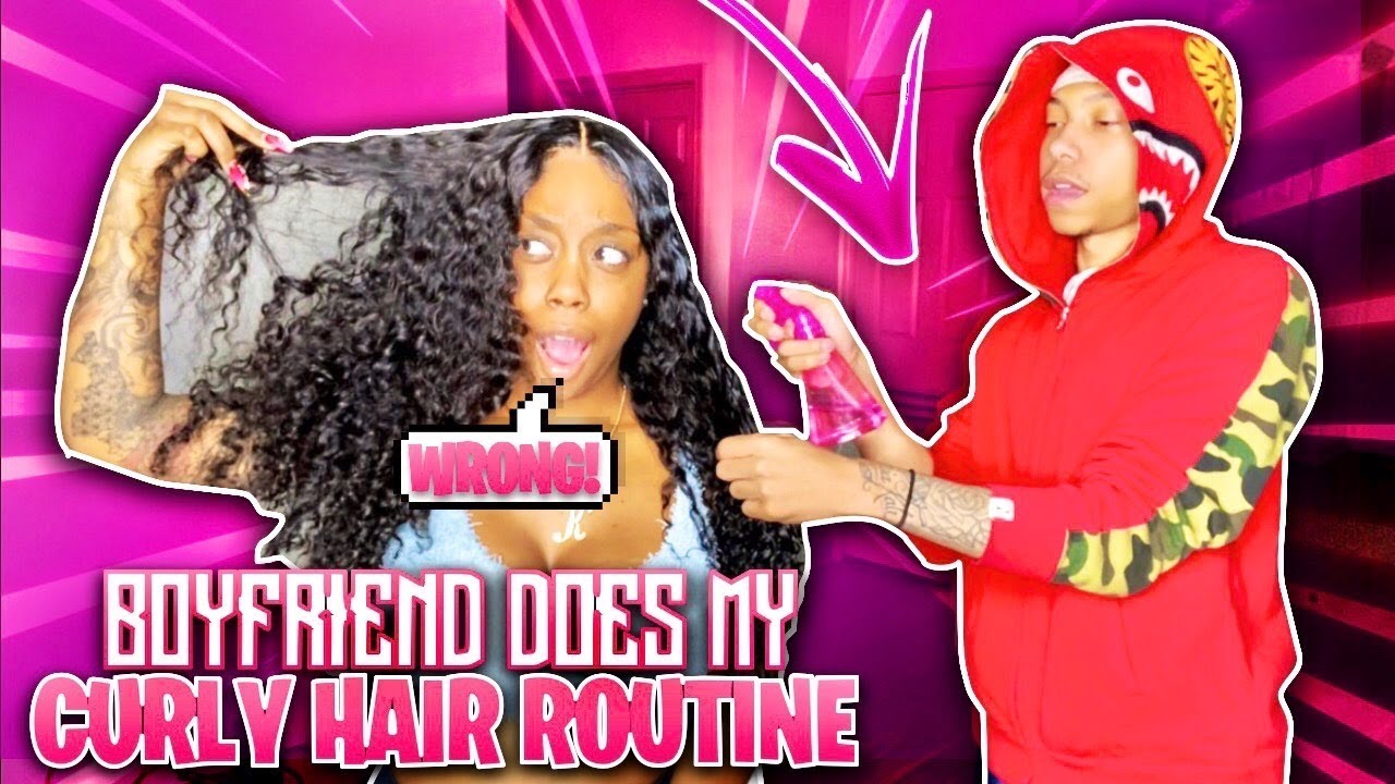 BOYFRIEND DOES MY CURLY HAIR ROUTINE (EXTREMELY FUNNY) | FT. BEAUTY FOREVER HAIR!!!