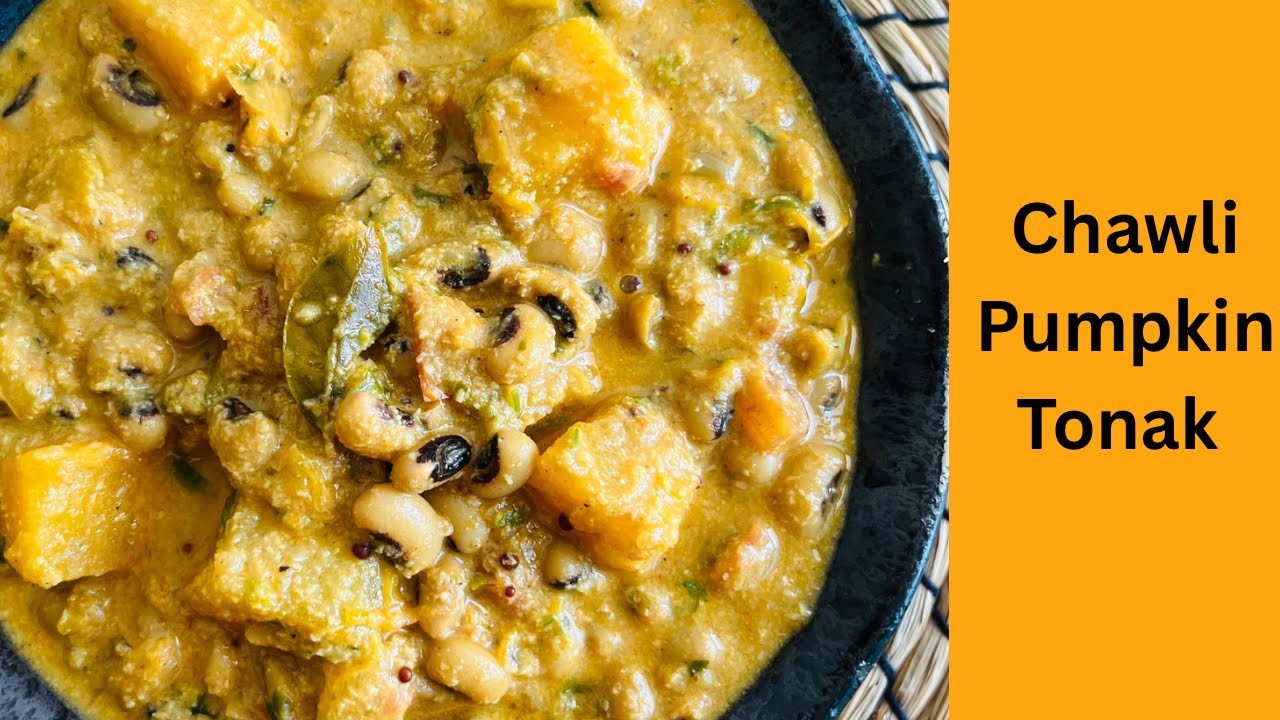 Unique Chawli Pumpkin Tonak|Goan Black Eyed Beans Curry|Chawli Tonak with sesame, peanuts-By Natasha