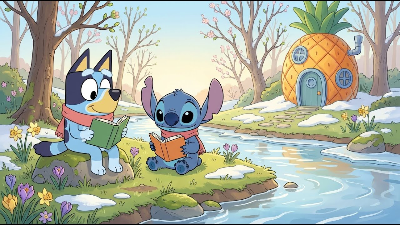 Stitch & Bluey Cozy Snow Morning ❄️ Chill Coffee Lofi Beats for Work & Study ☕ Gentle Winter Mood