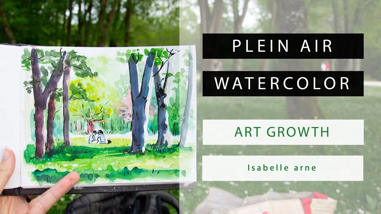 Outdoor painting, Plein Air Watercolor in the park