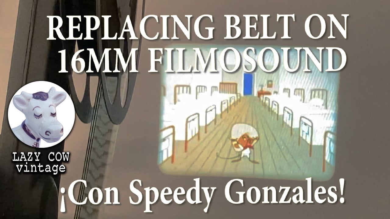 Vintage thrift store 16mm Projector plays Speedy Gonzales cartoon after replacing belt. Recent haul.