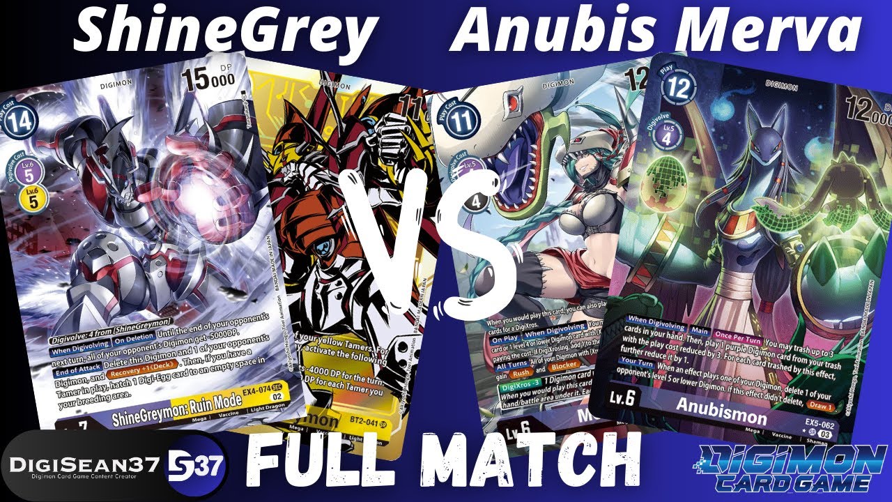 ShineGreymon Ruin Mode Turbo VS Anubismon Mervamon Loop | Digimon Card Game | EX5 Animal Colosseum