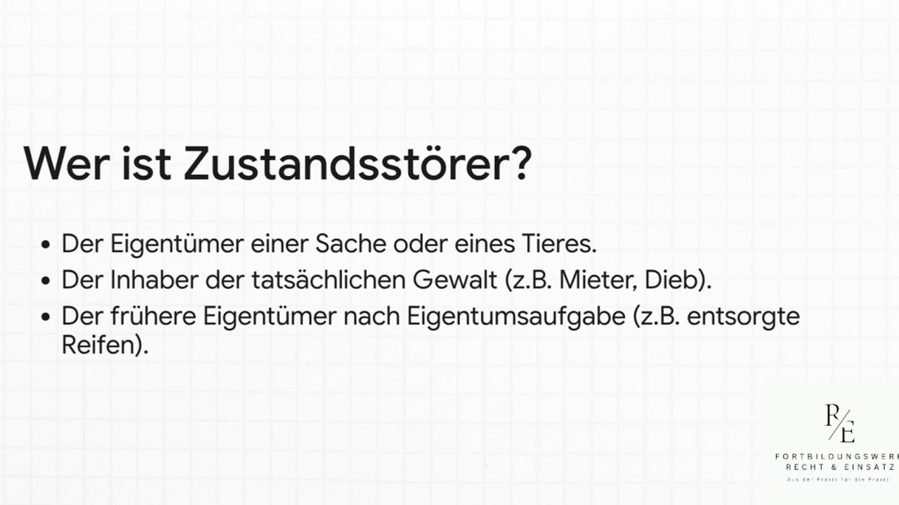 Ordnungspflicht | Recht der Gefahrenabwehr | Störer (Verwaltungsausbildung 📝)