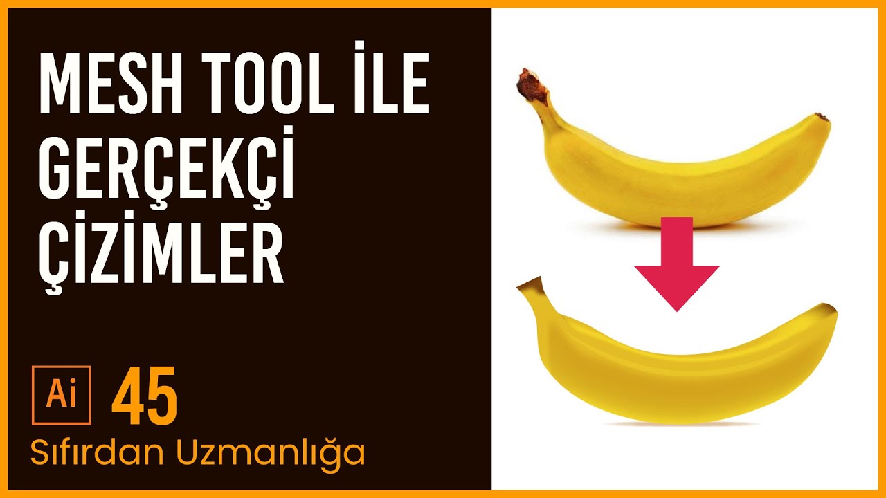 Adobe Illustrator 2023 - Ders 45 - Mesh Tool Kullanımı ve Gerçekçi Çizimler
