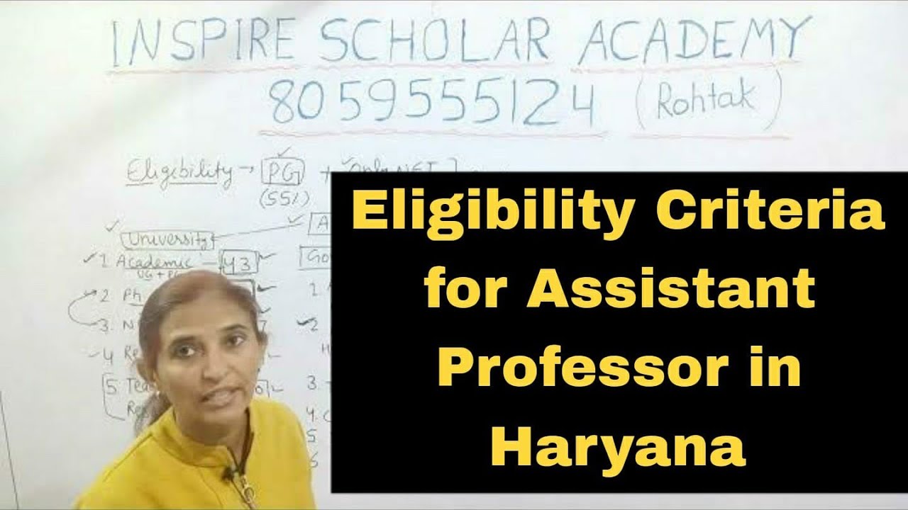 Eligibility Criteria for Assistant Professor in Haryana